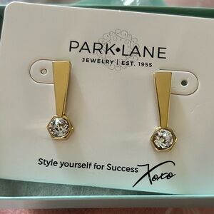 Park Lane Gold Drop Earrings with Clear Stones